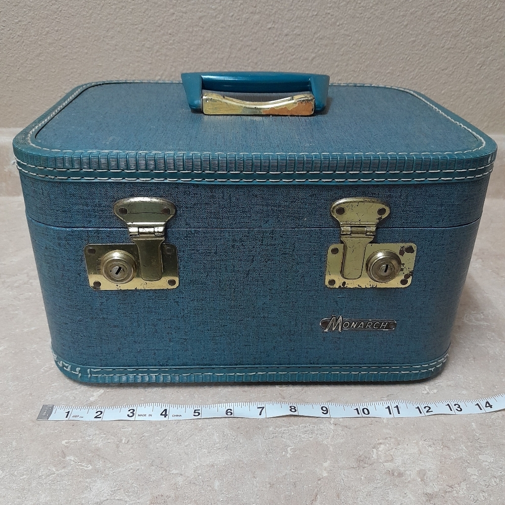 ■Vintage 1950's Monarch Blue Hard Sided Travel Case Size:OS Monarch - Picture 3 of 10